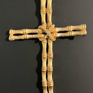 Gold Bamboo Cross Pendant